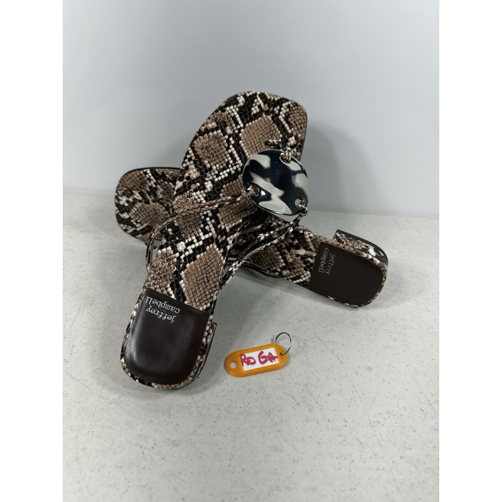 Anthropologie Jeffrey Campbell Chance Leather Silver Metal Thong Sandals Snake